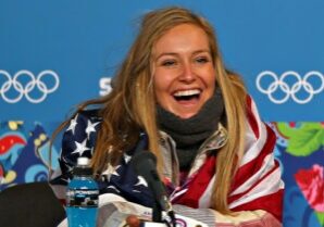South Lake Tahoe's Jamie  Anderson was all smiles after winning a gold medal in the 2014 Winter Olympics in Sochi.