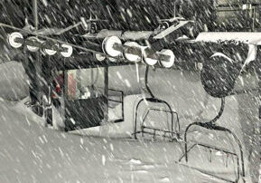 Lifts buried in snow was a frequent sight this year at Palisades Tahoe and many other California ski resorts. 