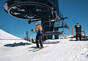 Slamson, the Sacramento Kings mascot, took a break from the NBA playoffs, to enjoy a day of skiing Saturday at Sugar Bowl ski resort in Lake Tahoe.